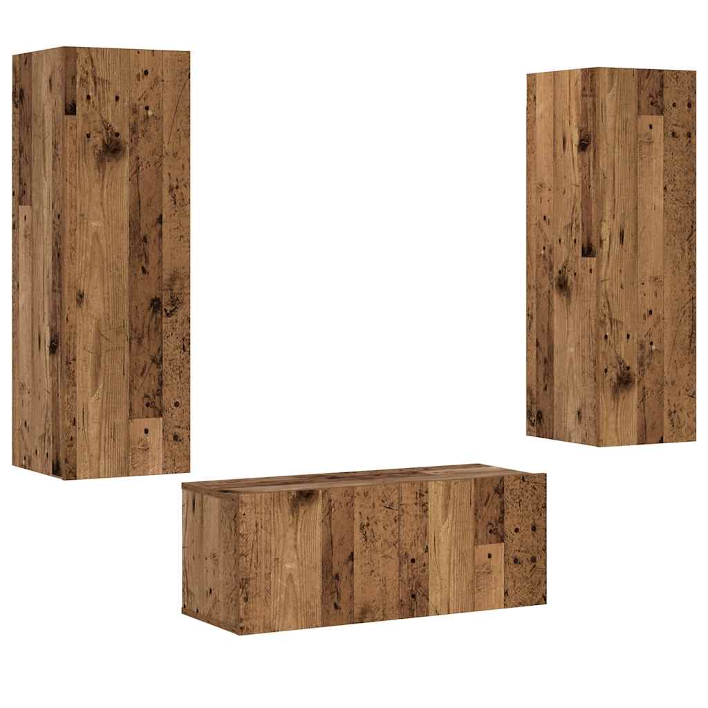 Wall Mounted TV cabinets 3 pcs Old Wood Engineered Wood