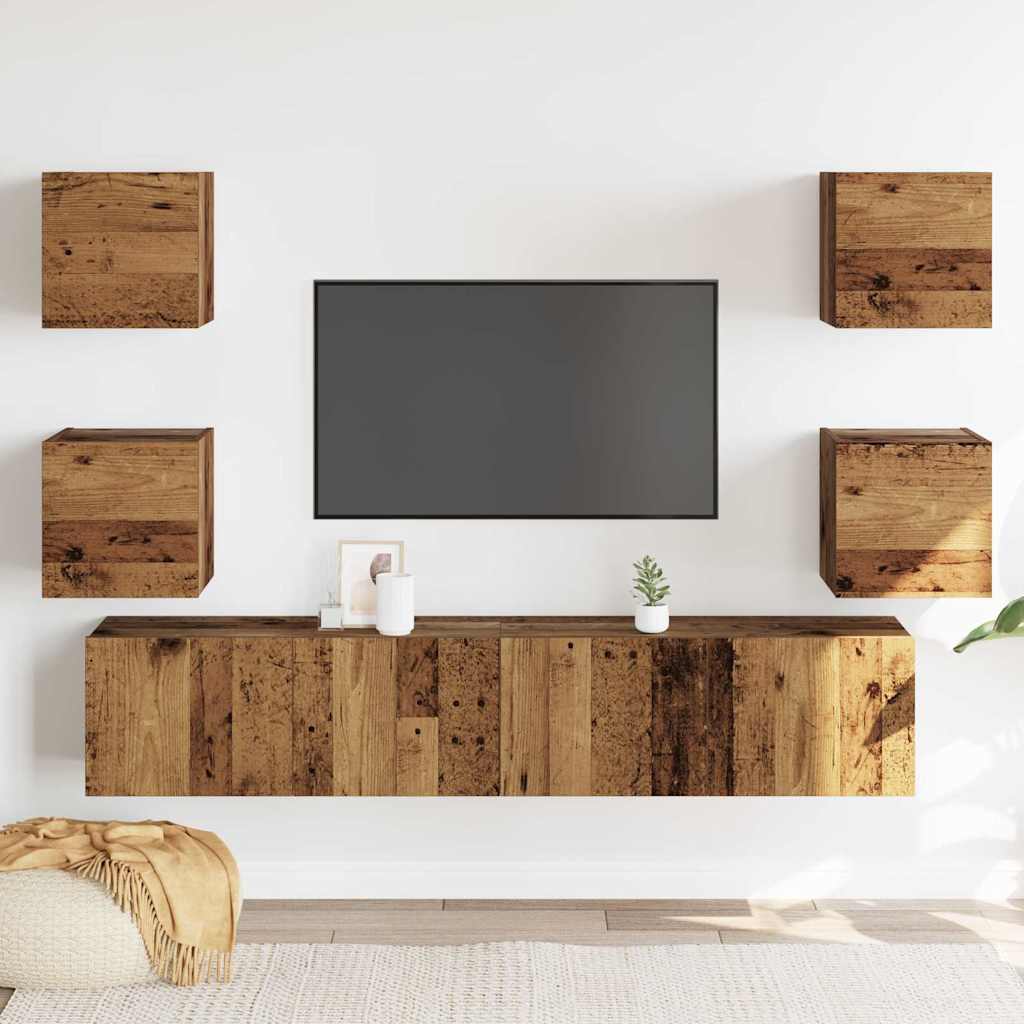 Wall Mounted TV cabinets 6 pcs Old Wood Engineered Wood