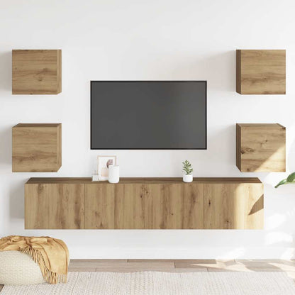 Wall Mounted TV cabinets 6 pcs Artisan Oak Engineered Wood