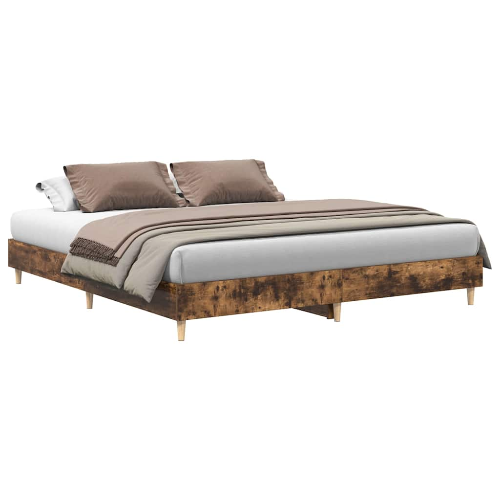 Bed Frame without Mattress Smoked Oak 180x200cm Engineered Wood