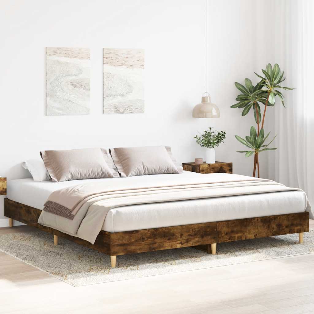 Bed Frame without Mattress Smoked Oak 180x200cm Engineered Wood