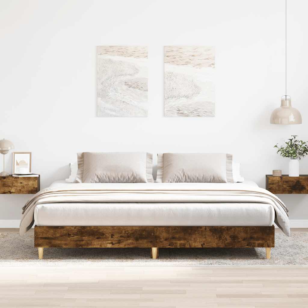 Bed Frame without Mattress Smoked Oak 180x200cm Engineered Wood