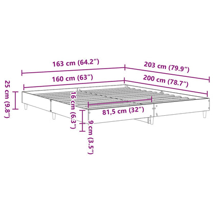 Bed Frame without Mattress White 160x200cm Engineered Wood