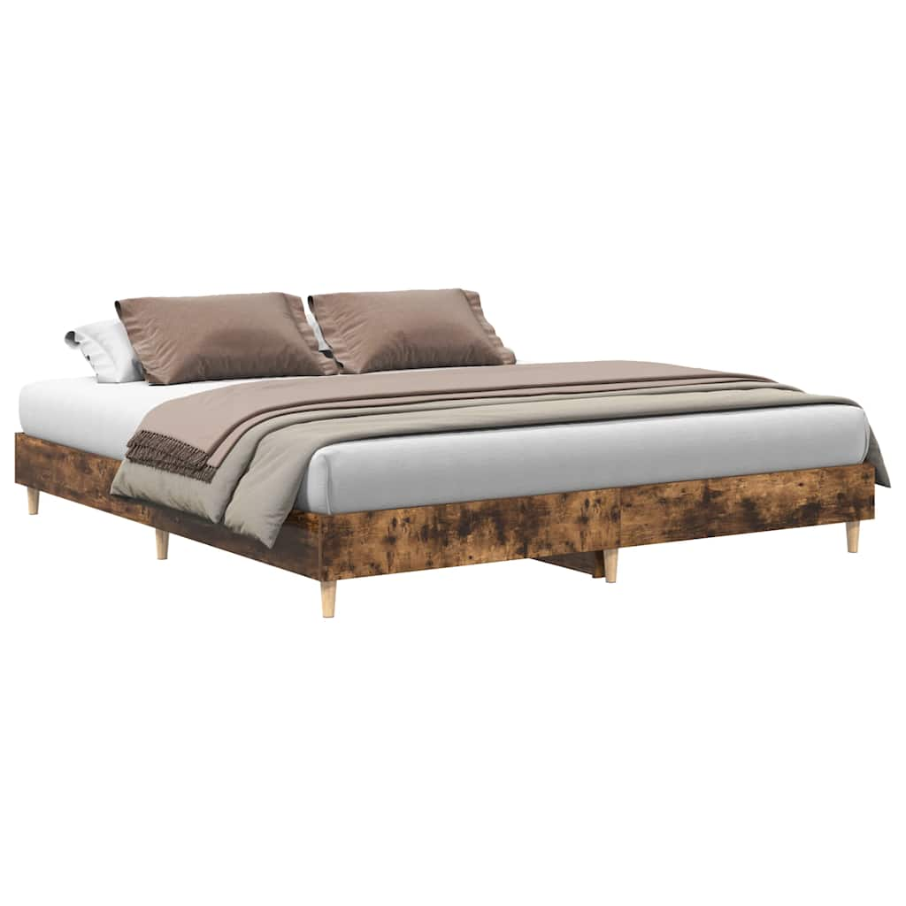 Bed Frame without Mattress Smoked Oak 160x200cm Engineered Wood