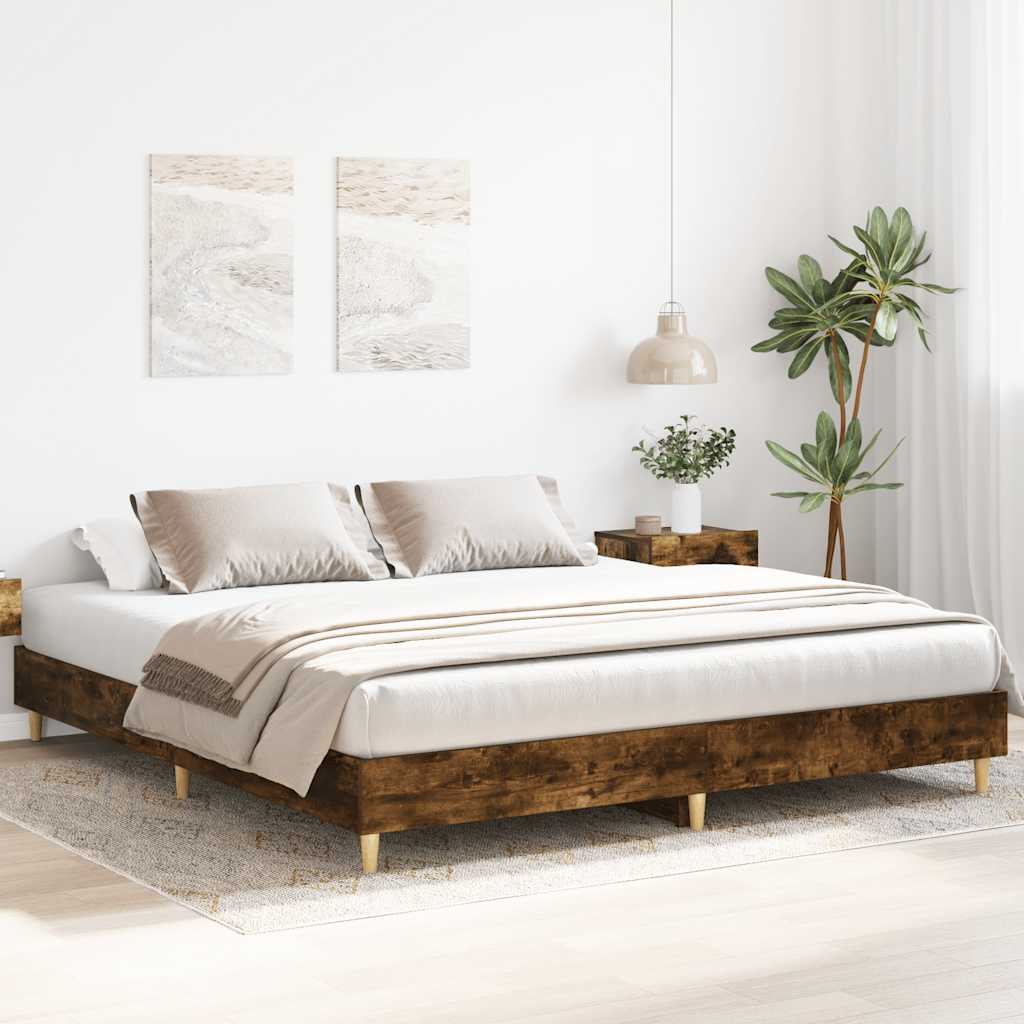 Bed Frame without Mattress Smoked Oak 160x200cm Engineered Wood