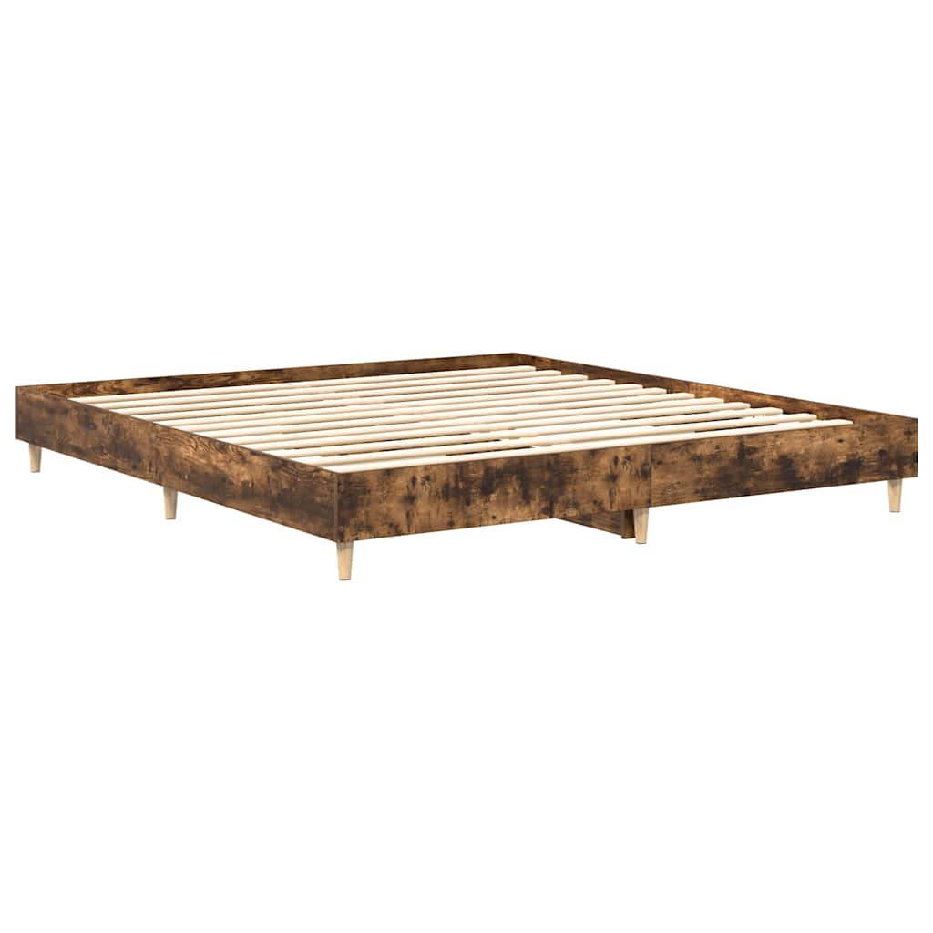 Bed Frame without Mattress Smoked Oak 160x200cm Engineered Wood