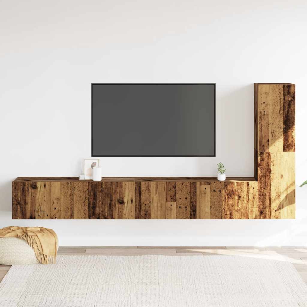 Wall Mounted TV cabinets 3 pcs Old Wood Engineered Wood