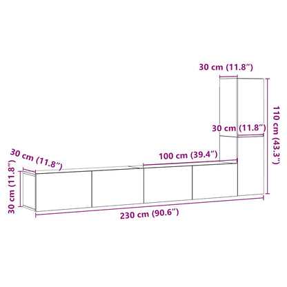 Wall Mounted TV cabinets 3 pcs Old Wood Engineered Wood