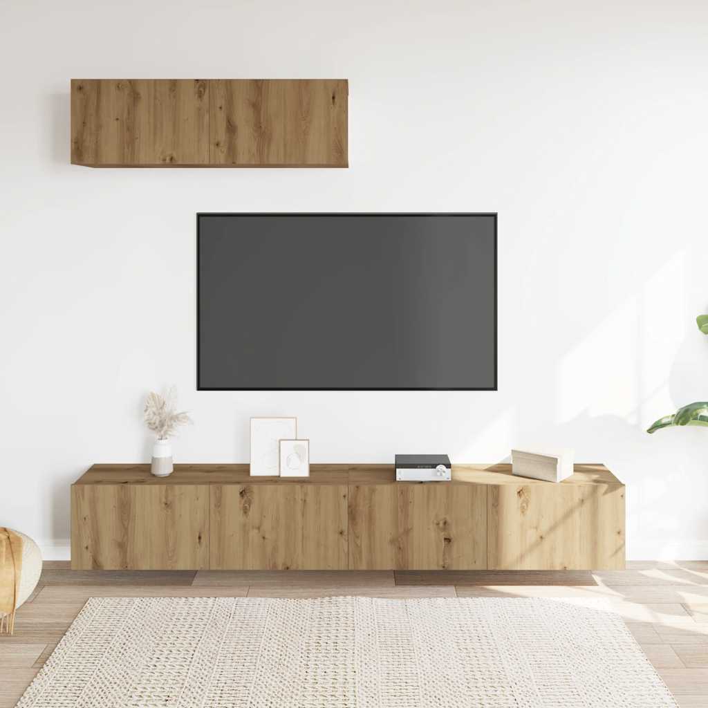 Wall Mounted TV Cabinets 3 pcs Artisan Oak 100x30x30 cm Engineered Wood