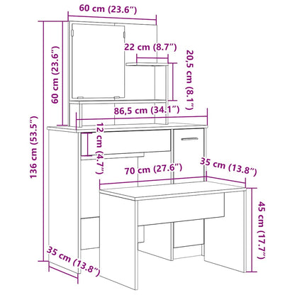 Dressing Table Set Old Wood Engineered Wood