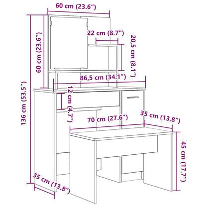 Dressing Table Set Artisan Oak Engineered Wood