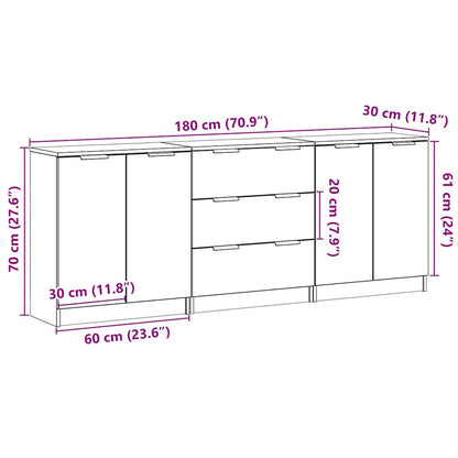 Sideboards 3 pcs Old Wood 60x30x70 cm Engineered Wood