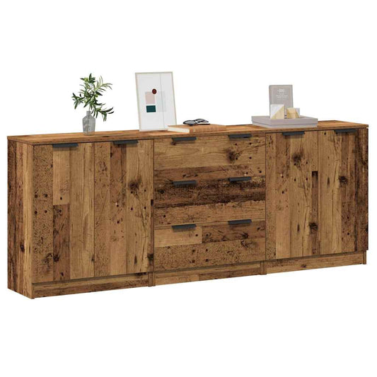 Sideboards 3 pcs Old Wood 60x30x70 cm Engineered Wood