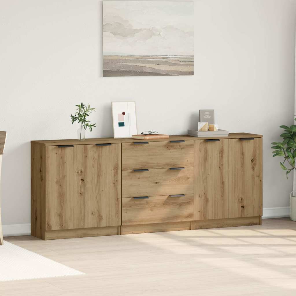 Sideboards 3 pcs Artisan Oak 60x30x70 cm Engineered Wood