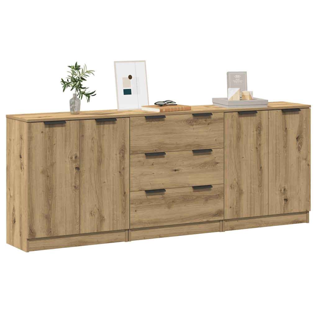 Sideboards 3 pcs Artisan Oak 60x30x70 cm Engineered Wood