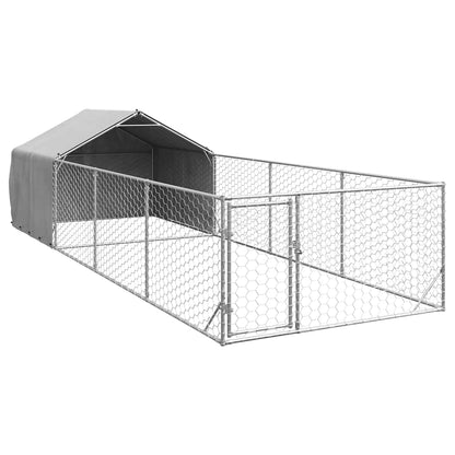 Outdoor Dog Kennel with Run 7x2x1.5 m Galvanised Steel