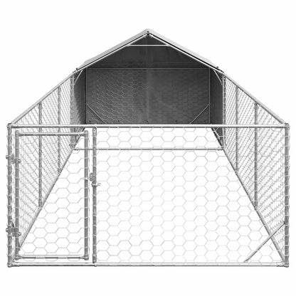 Outdoor Dog Kennel with Run 7x2x1.5 m Galvanised Steel