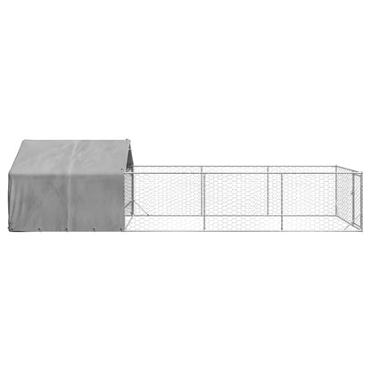 Outdoor Dog Kennel with Run 7x2x1.5 m Galvanised Steel