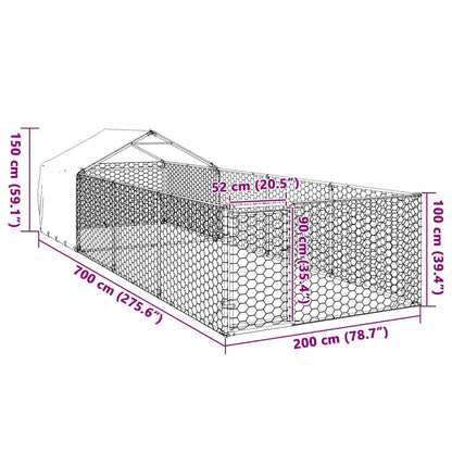 Outdoor Dog Kennel with Run 7x2x1.5 m Galvanised Steel