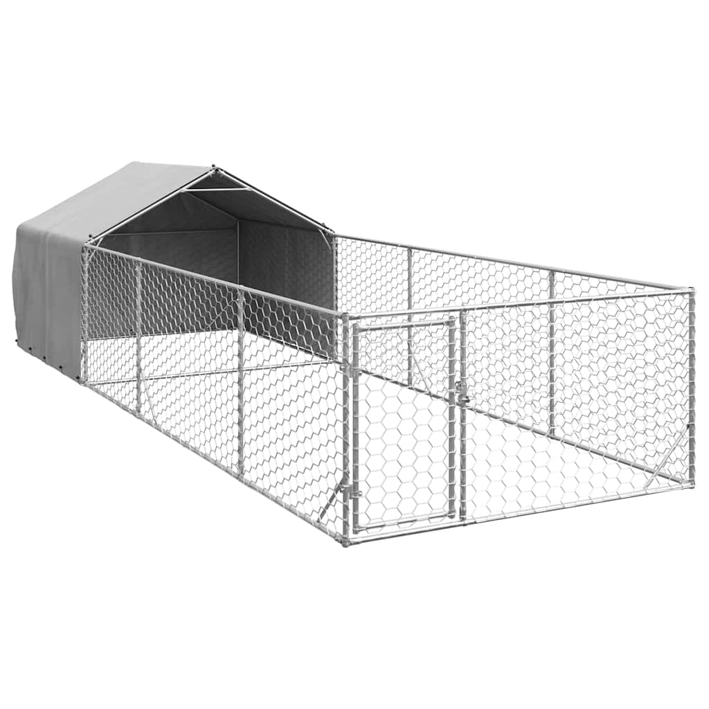 Outdoor Dog Kennel with Run 6x2x1.5 m Galvanised Steel