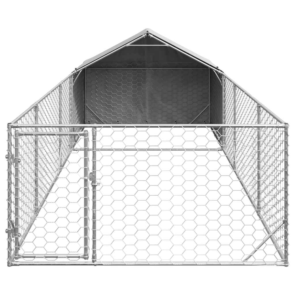 Outdoor Dog Kennel with Run 6x2x1.5 m Galvanised Steel