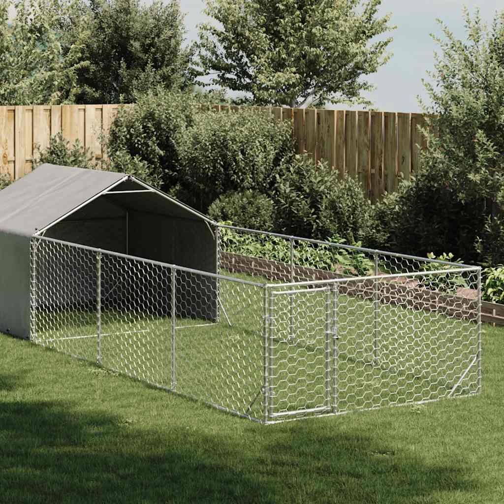 Outdoor Dog Kennel with Run 6x2x1.5 m Galvanised Steel