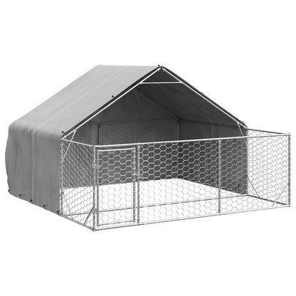 Outdoor Dog Kennel with Run 3x3x1.9 m Galvanised Steel