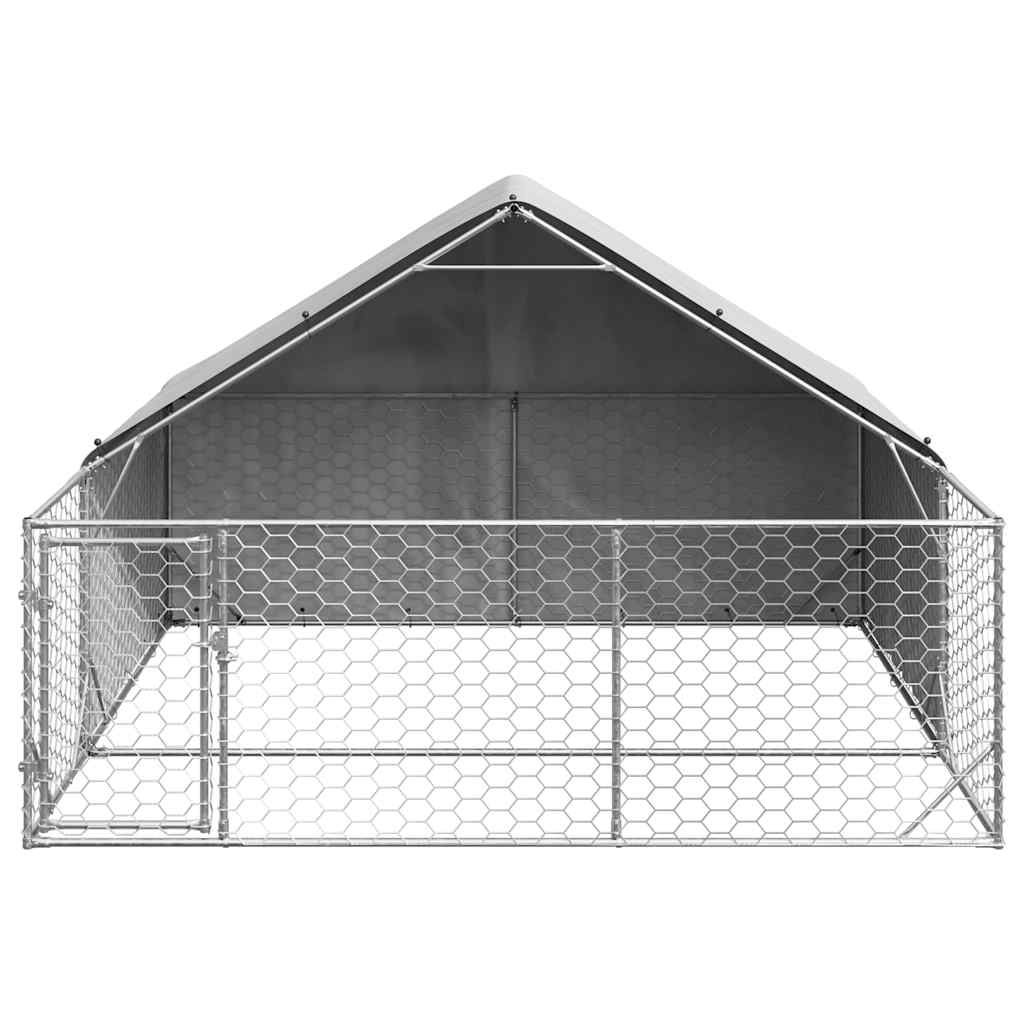 Outdoor Dog Kennel with Run 3x3x1.9 m Galvanised Steel