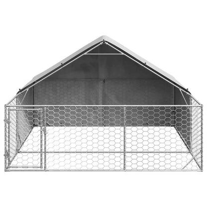 Outdoor Dog Kennel with Run 3x3x1.9 m Galvanised Steel