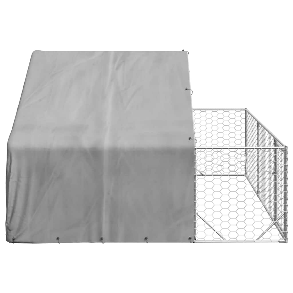 Outdoor Dog Kennel with Run 3x3x1.9 m Galvanised Steel