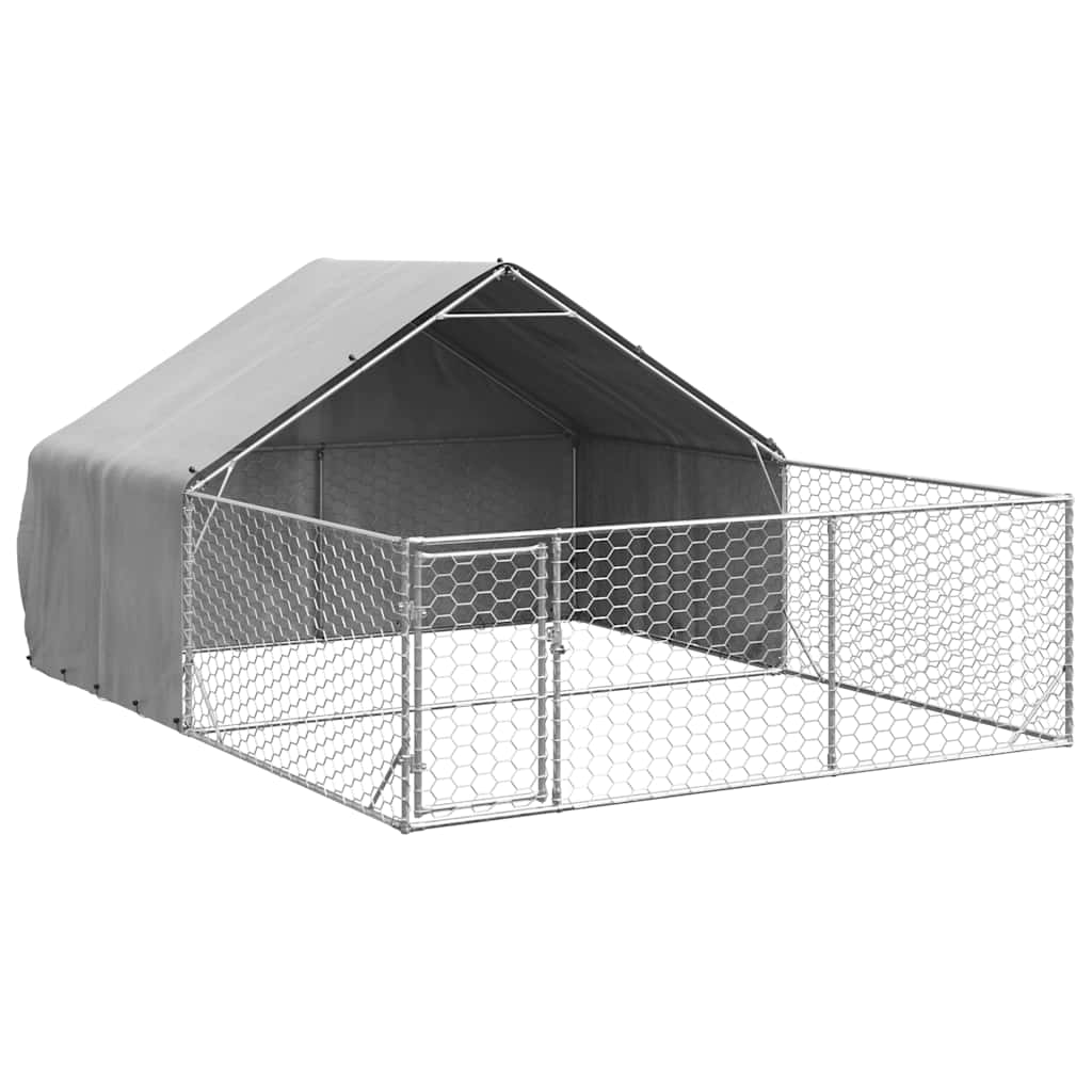 Outdoor Dog Kennel with Run 4x3x1.9 m Galvanised Steel