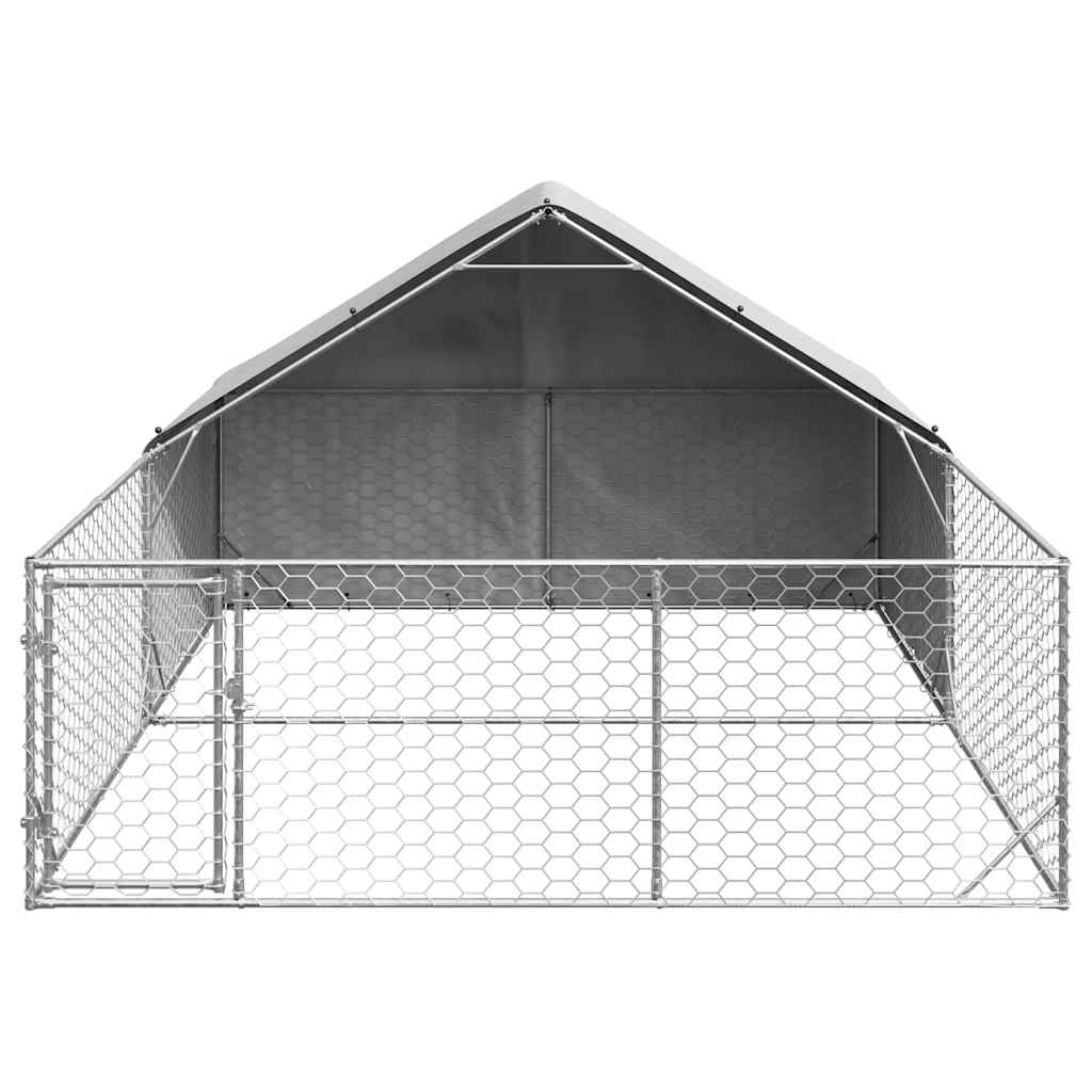 Outdoor Dog Kennel with Run 4x3x1.9 m Galvanised Steel