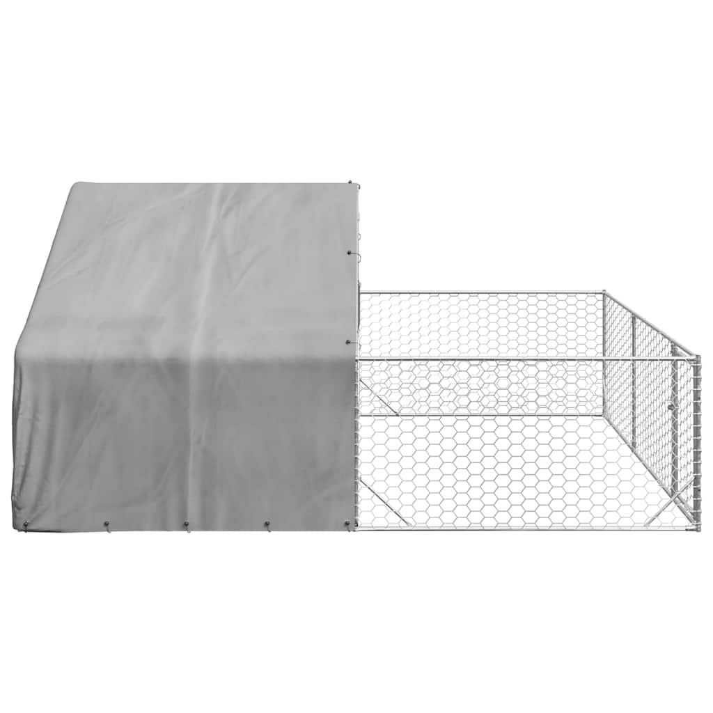 Outdoor Dog Kennel with Run 4x3x1.9 m Galvanised Steel