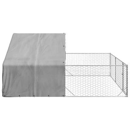 Outdoor Dog Kennel with Run 4x3x1.9 m Galvanised Steel