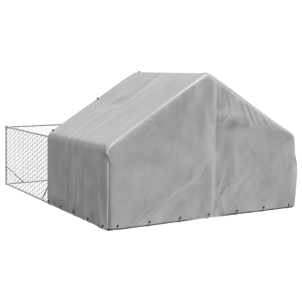 Outdoor Dog Kennel with Run 4x3x1.9 m Galvanised Steel