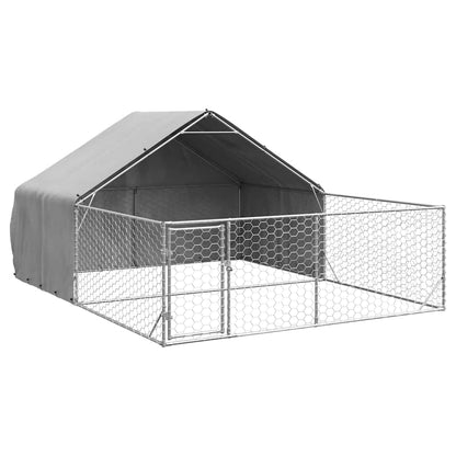 Outdoor Dog Kennel with Run 5x3x1.9 m Galvanised Steel