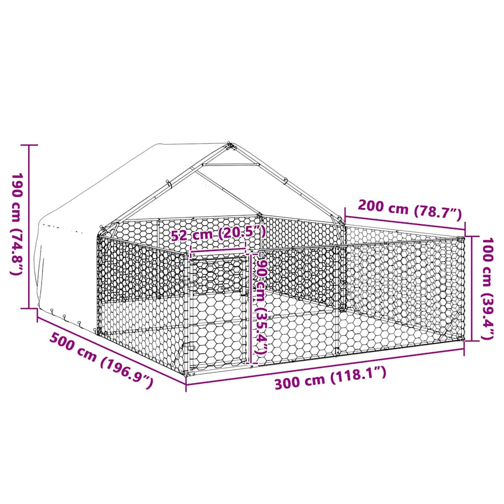 Outdoor Dog Kennel with Run 5x3x1.9 m Galvanised Steel