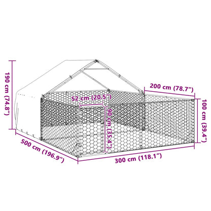 Outdoor Dog Kennel with Run 5x3x1.9 m Galvanised Steel