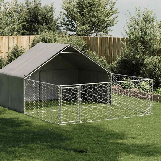 Outdoor Dog Kennel with Run 5x3x1.9 m Galvanised Steel