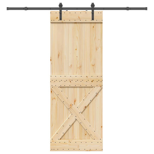 Sliding Door with Hardware Set 85x210 cm Solid Wood Pine