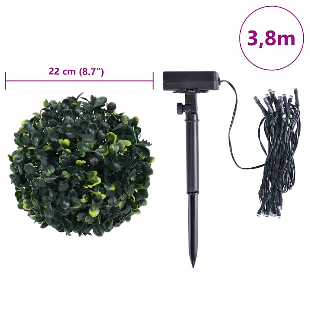 Artificial Boxwood Balls with LED Lights 2 pcs Green 22 cm