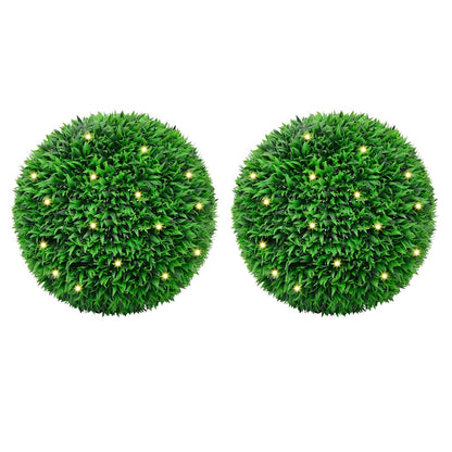 Artificial Boxwood Balls with LED Lights 2 pcs Green 55 cm