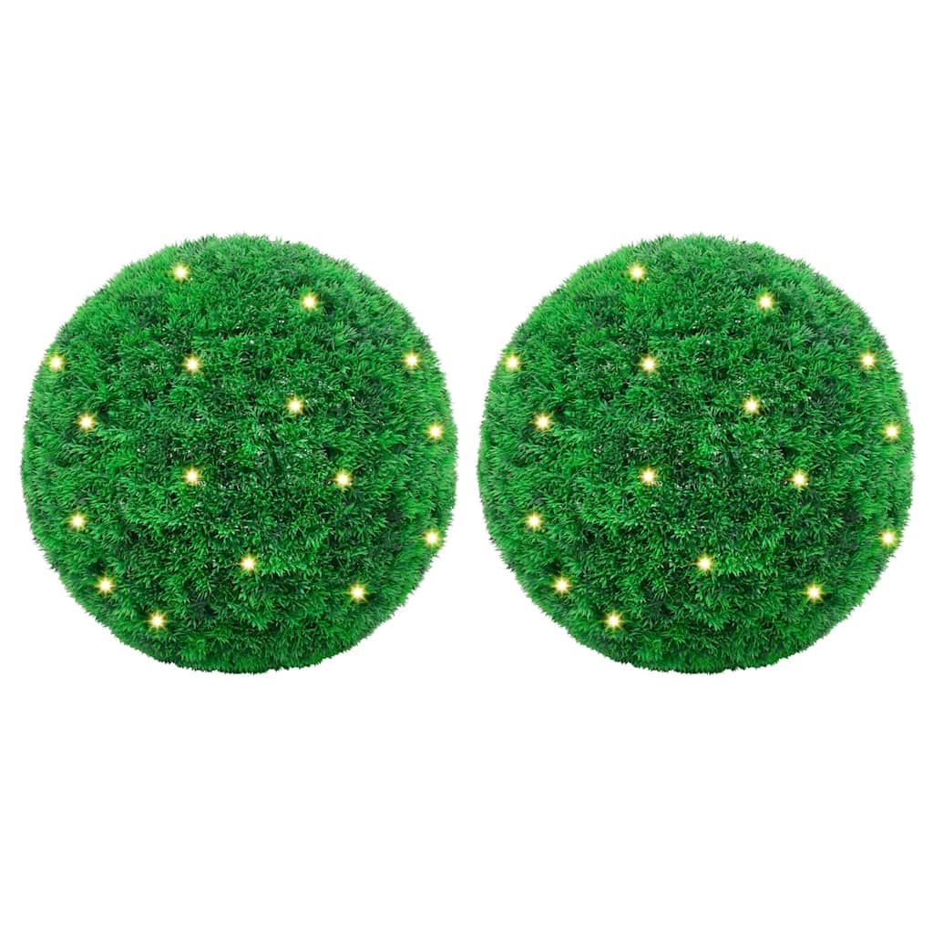 Artificial Boxwood Balls with LED Lights 2 pcs Green 27 cm