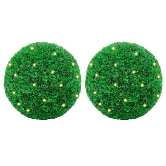 Artificial Boxwood Balls with LED Lights 2 pcs Green 35 cm