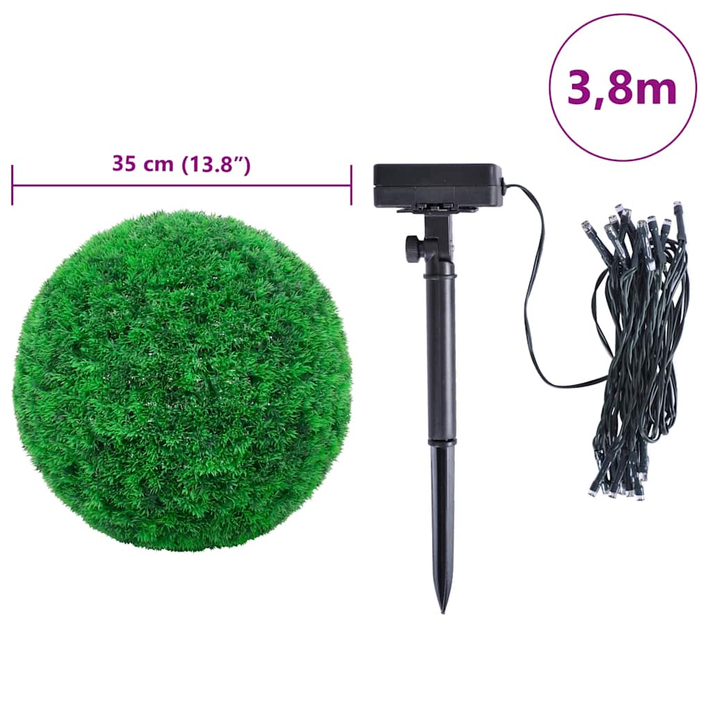 Artificial Boxwood Balls with LED Lights 2 pcs Green 35 cm