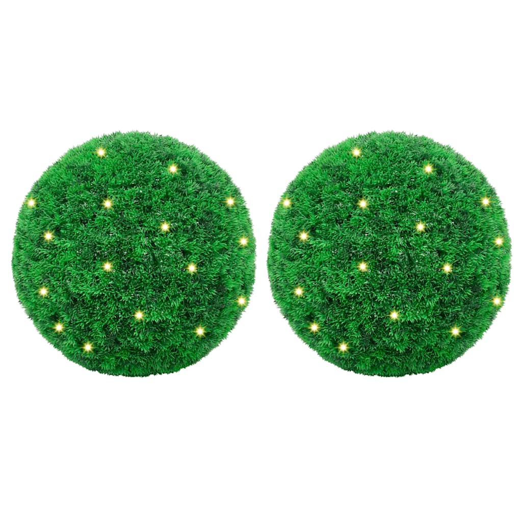 Artificial Boxwood Balls with LED Lights 2 pcs Green 45 cm