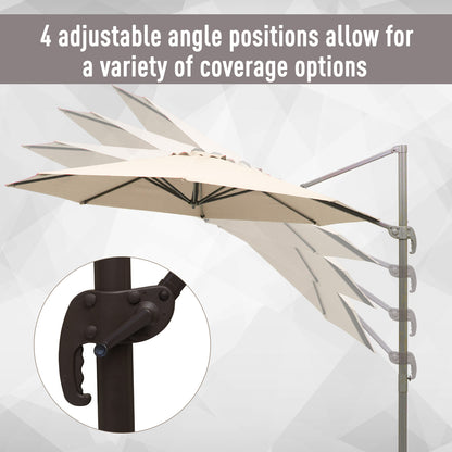 Outsunny 3 m Beach Hanging Umbrella Parasol W/Hand Crank-Beige