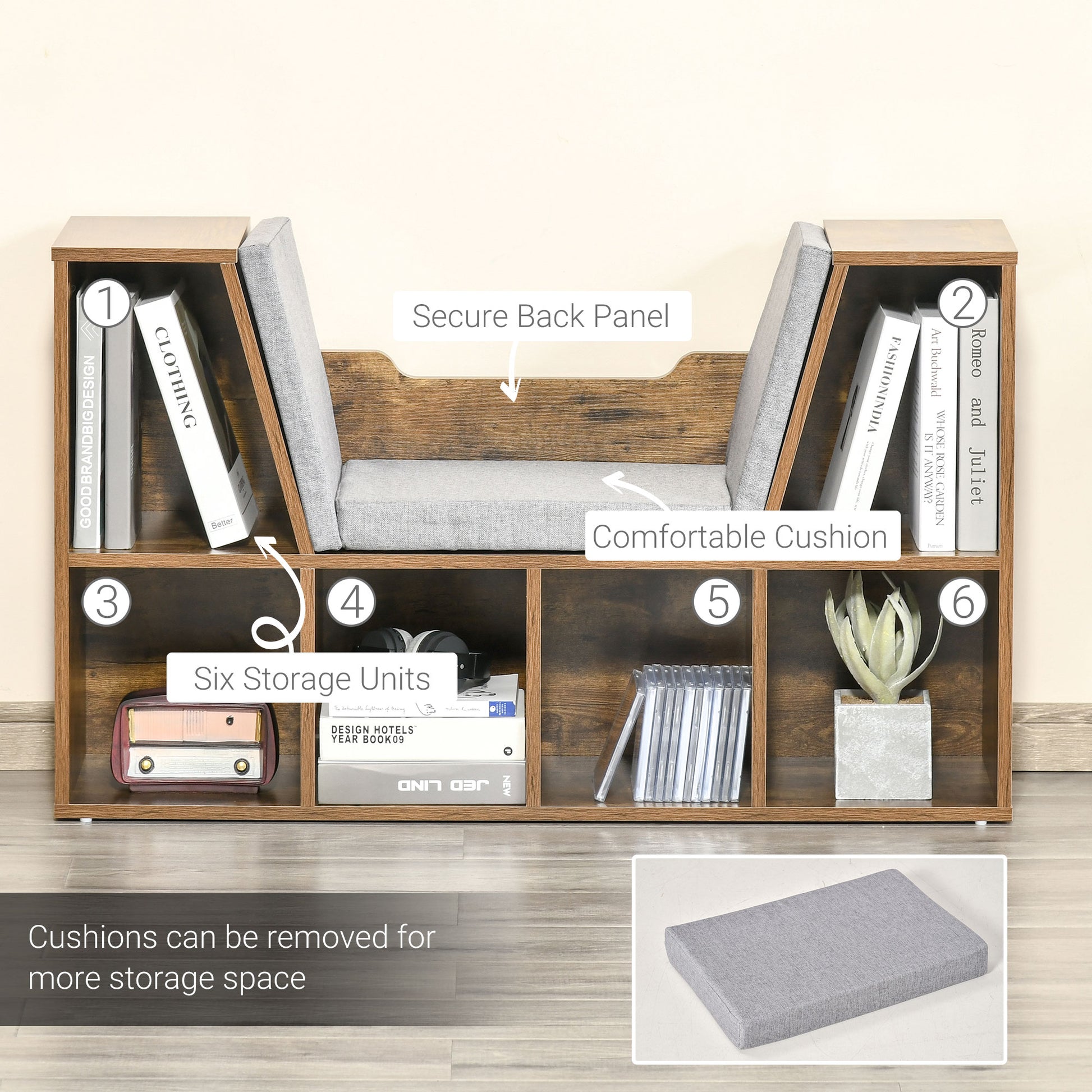 Homcom Six-Compartment Bookcase