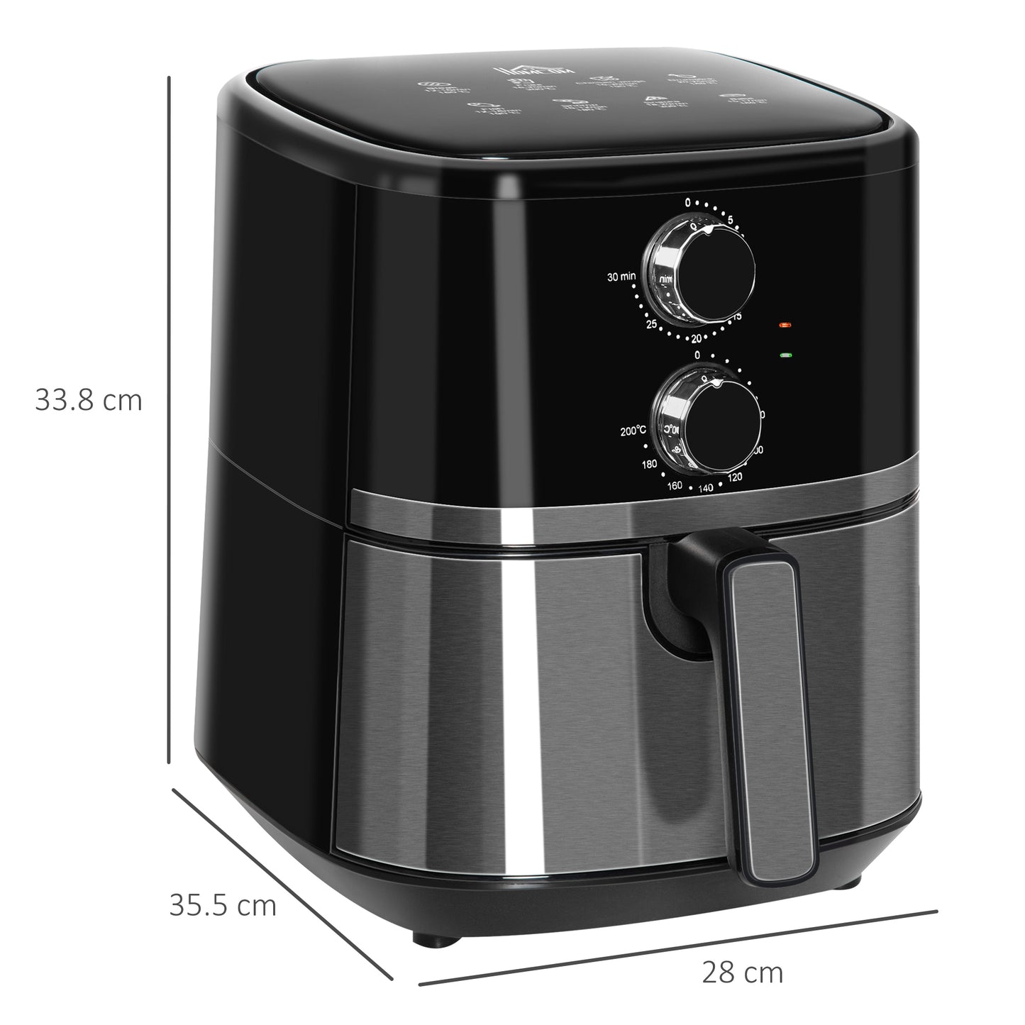 1500W 4.5L Air Fryer 8 Presets With Rapid Air Circulation Black & Steel by Homcom