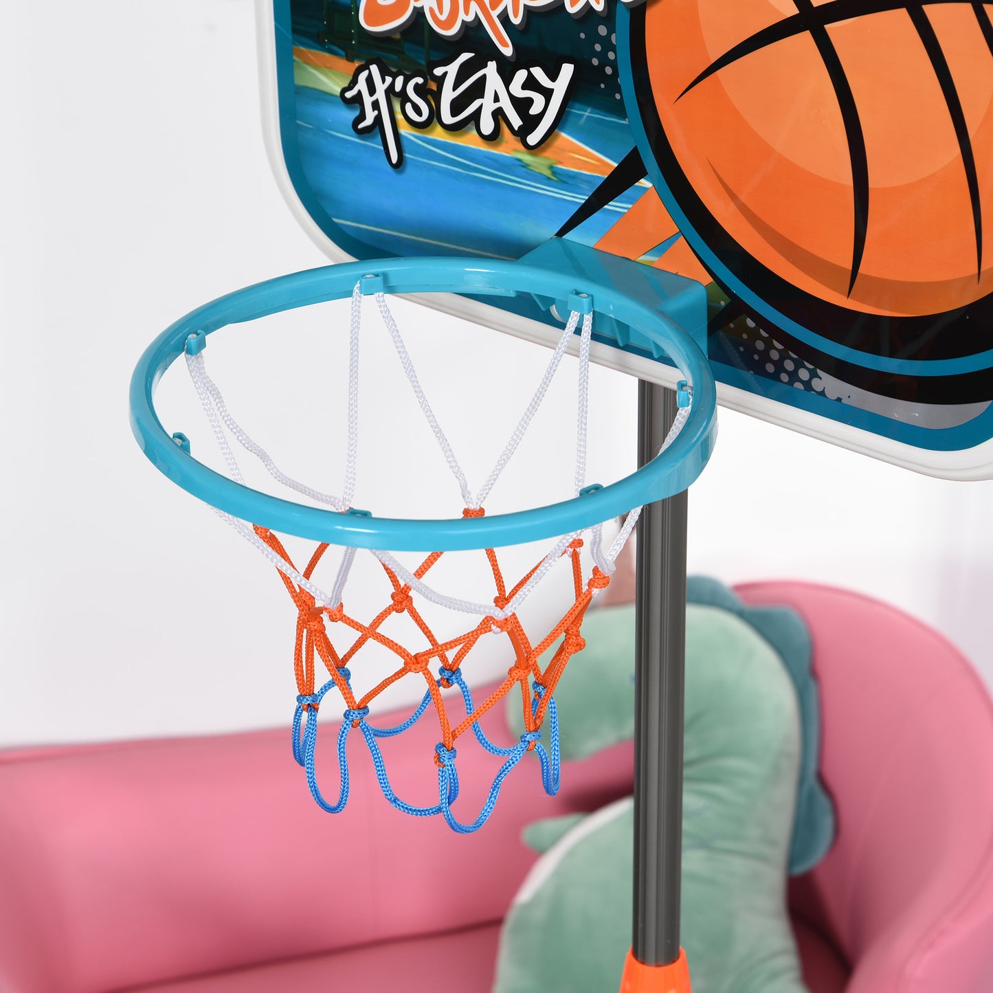 Homcom Kids Height Adjustable Aluminium Basketball Hoop Stand With Ball